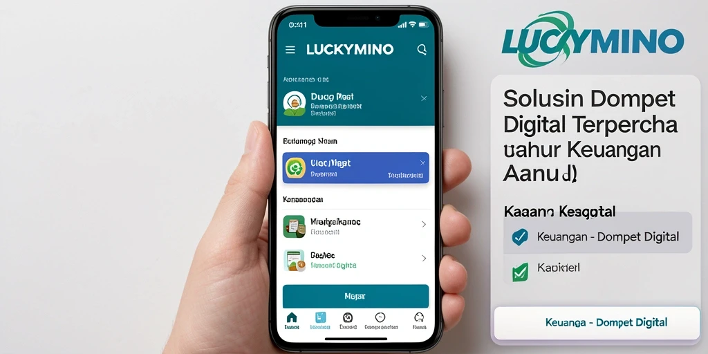 Antarmuka LUCKYMINO yang sederhana dan fungsional untuk transaksi Dompet Digital.
