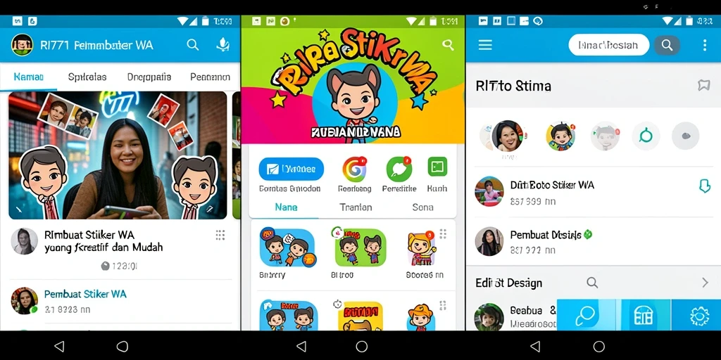 Antarmuka aplikasi RI771 dengan fitur Pembuat Stiker WA yang menarik.
